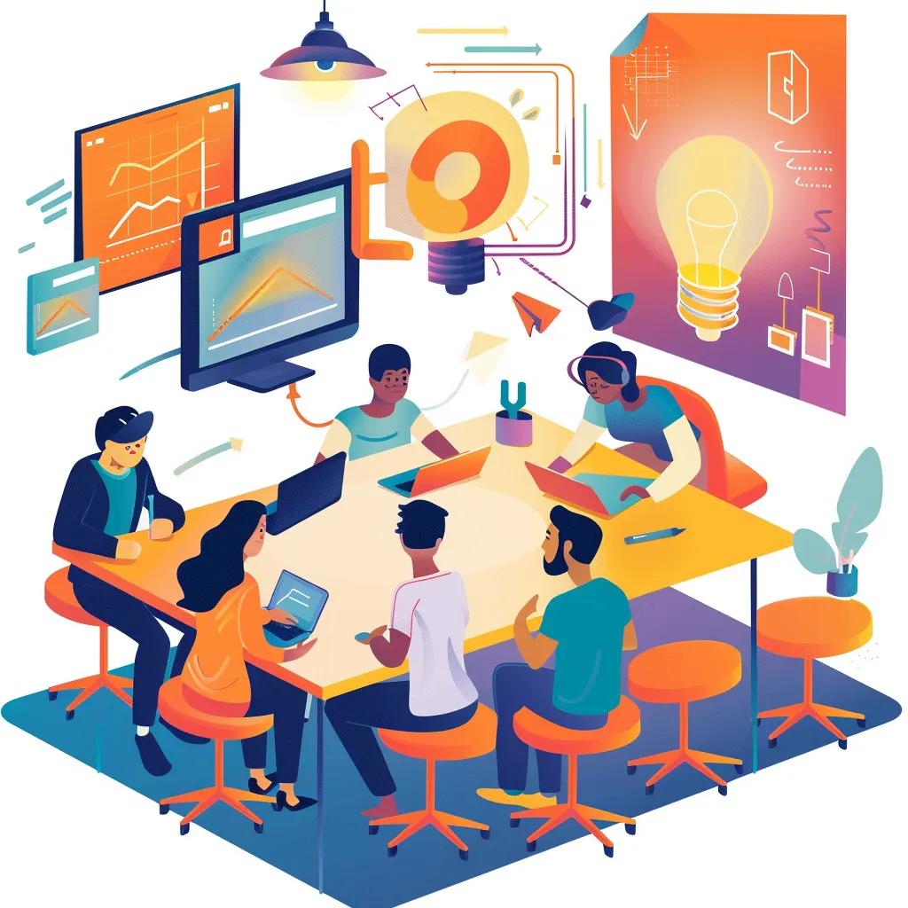 Participants engaged in a digital transformation workshop with interactive tools