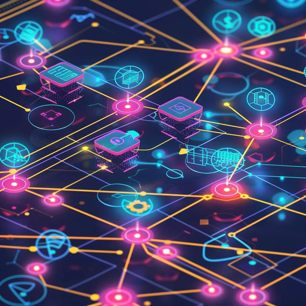 Visual representation of a vendor ecosystem with interconnected nodes for cloud, AI, and data providers