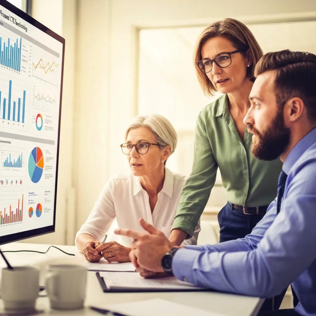 Business team analyzing data to identify challenges for fractional CTO leadership