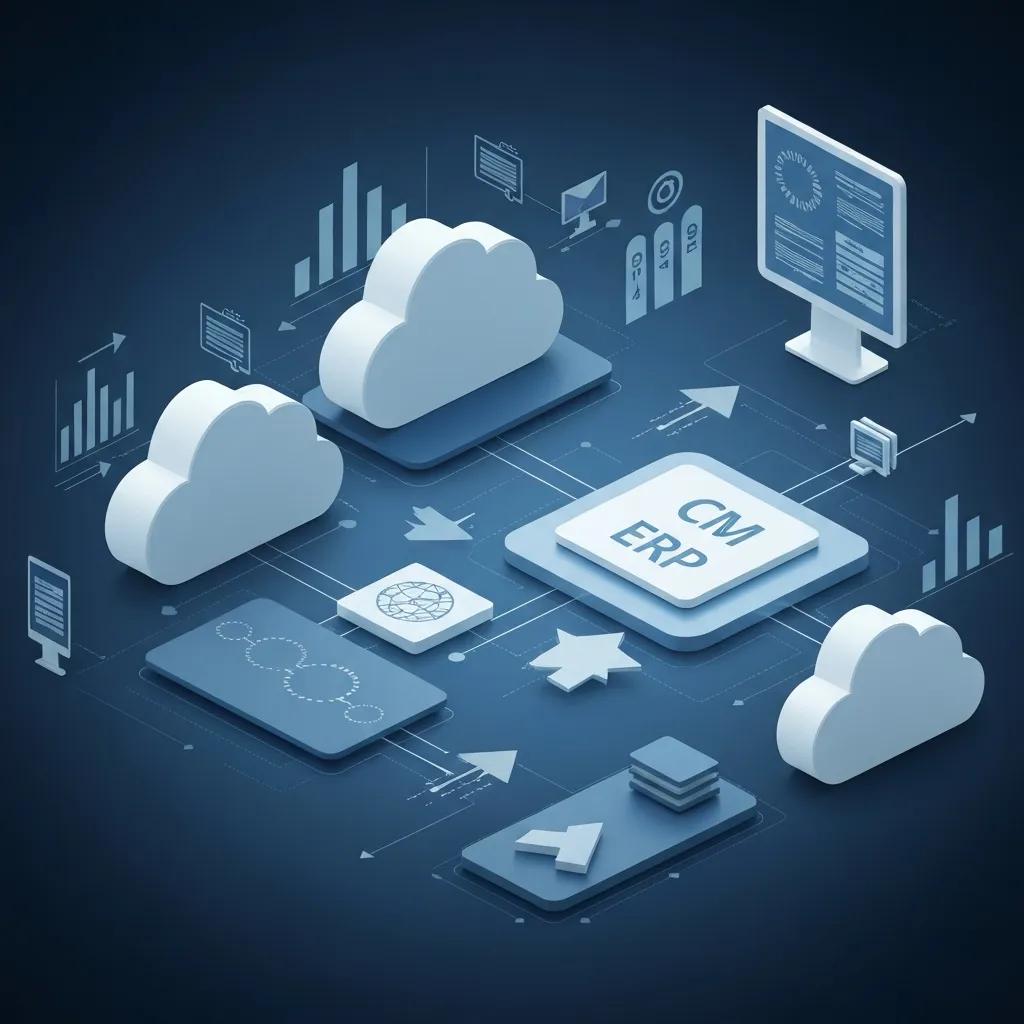 Illustration of cloud-based CRM ERP integration enhancing business agility and scalability