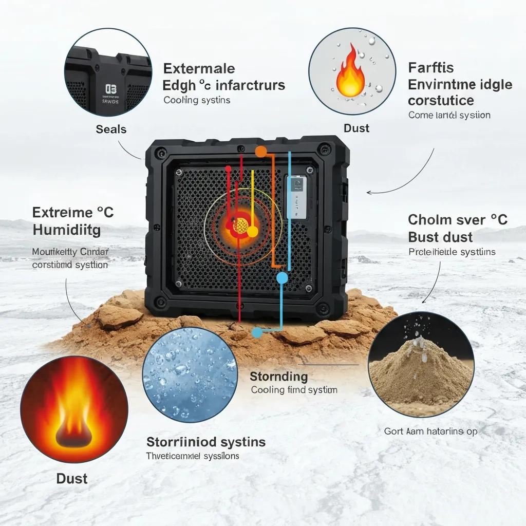 Rugged device in harsh environment illustrating environmental factors impacting edge infrastructure