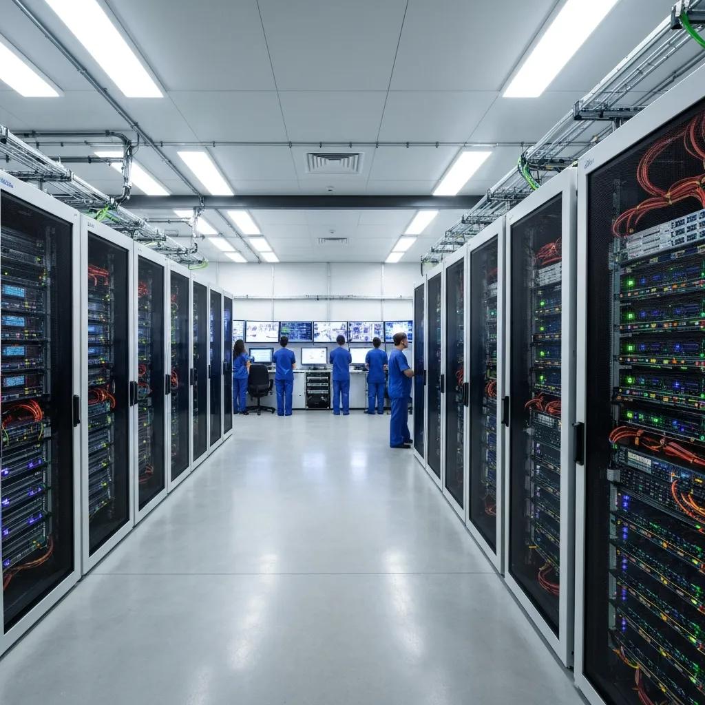 Secure server room with advanced technology safeguards for protecting ePHI