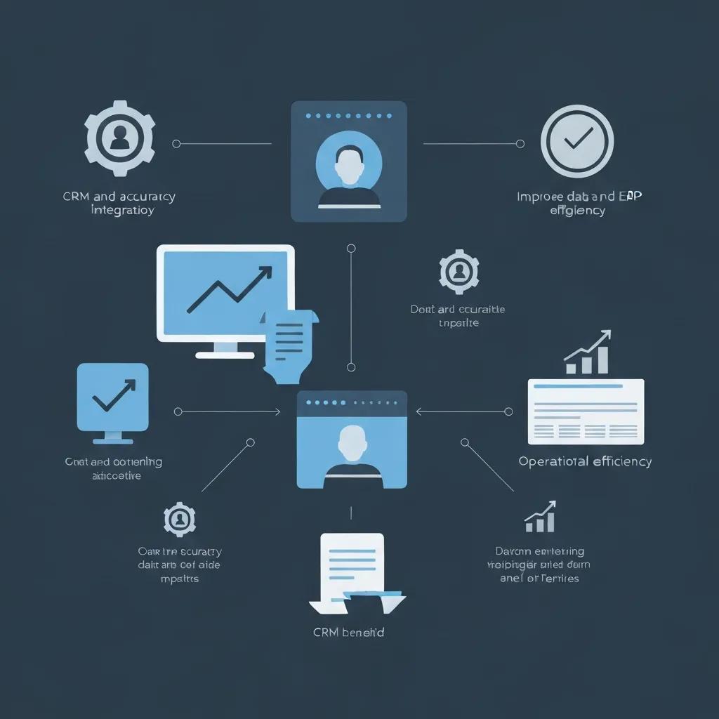 Visual representation of key benefits of CRM ERP integration for mid-market businesses