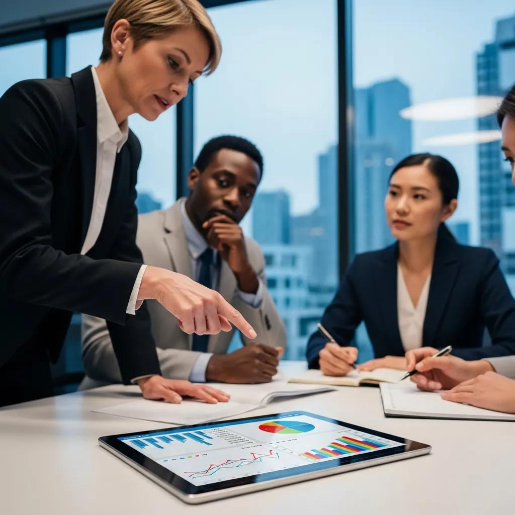 Executives discussing technology alignment strategies in a business meeting, emphasizing collaboration and decision-making